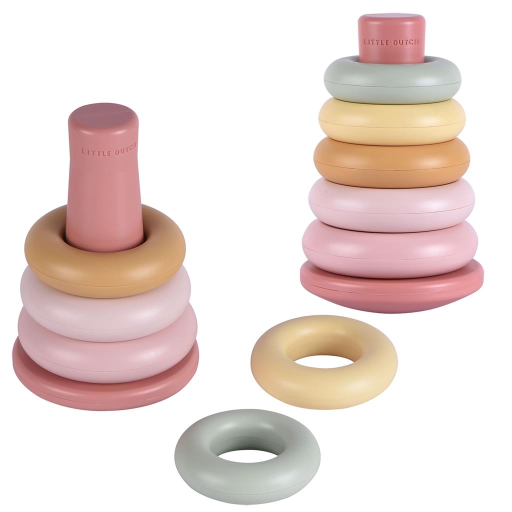Little Dutch Piramida Różowa Sortowanie 5 Pierścieni 6m+