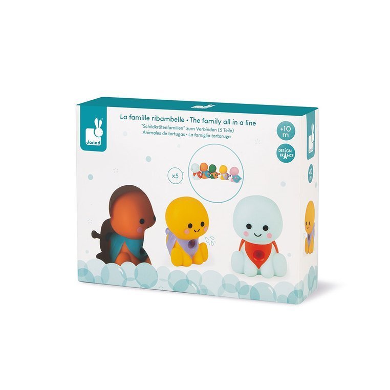 Janod, Zestaw figurek do kąpieli Rodzina żółwi 5 el. 10 m+