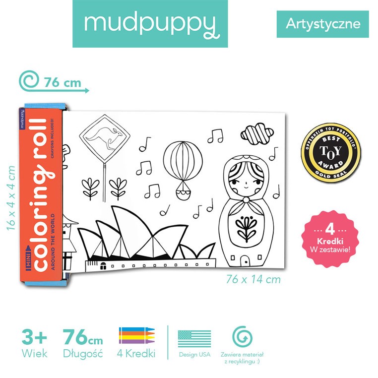 Mudpuppy Kolorowanka w rolce Dookoła Świata 76cm 3+