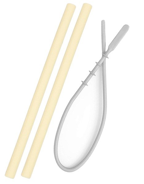 Minikoioi, słomki silikonowe 2szt z czyścikiem żółte