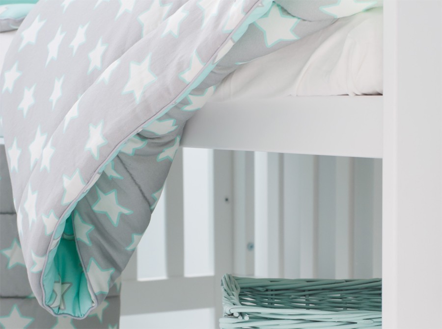 Pościel Dziecięca Mint & Grey Stars 100x135cm Lamps&Co