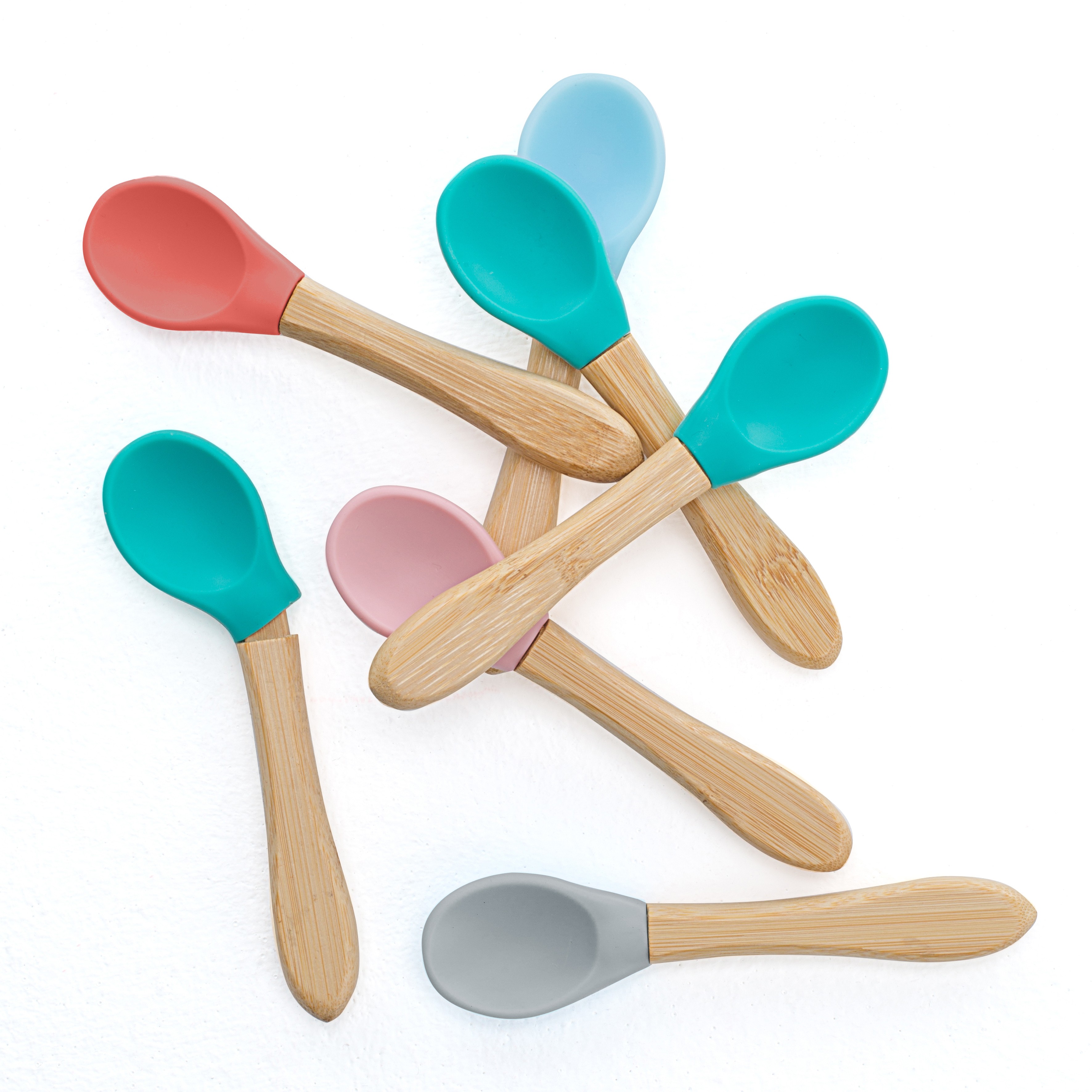 Minikoioi Łyżeczki do nauki jedzenia zielone/niebieskie 6m+