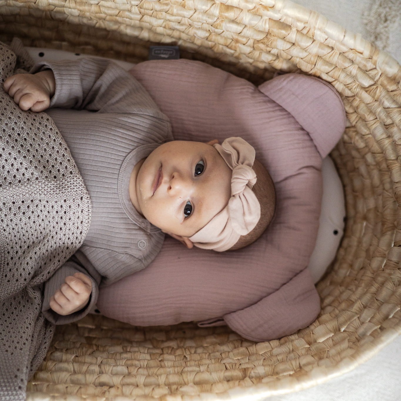 Sleepee, Poduszka muślinowa z wgłębieniem na główkę  Grey