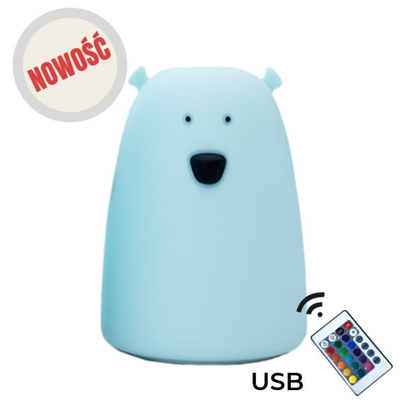 Rabbit&Friends, Lampka miś niebieski z pilotem