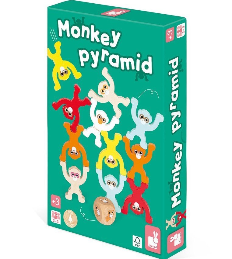 Janod Małpia piramida zręcznościowa 2+ | Drewniana gra edukacyjna