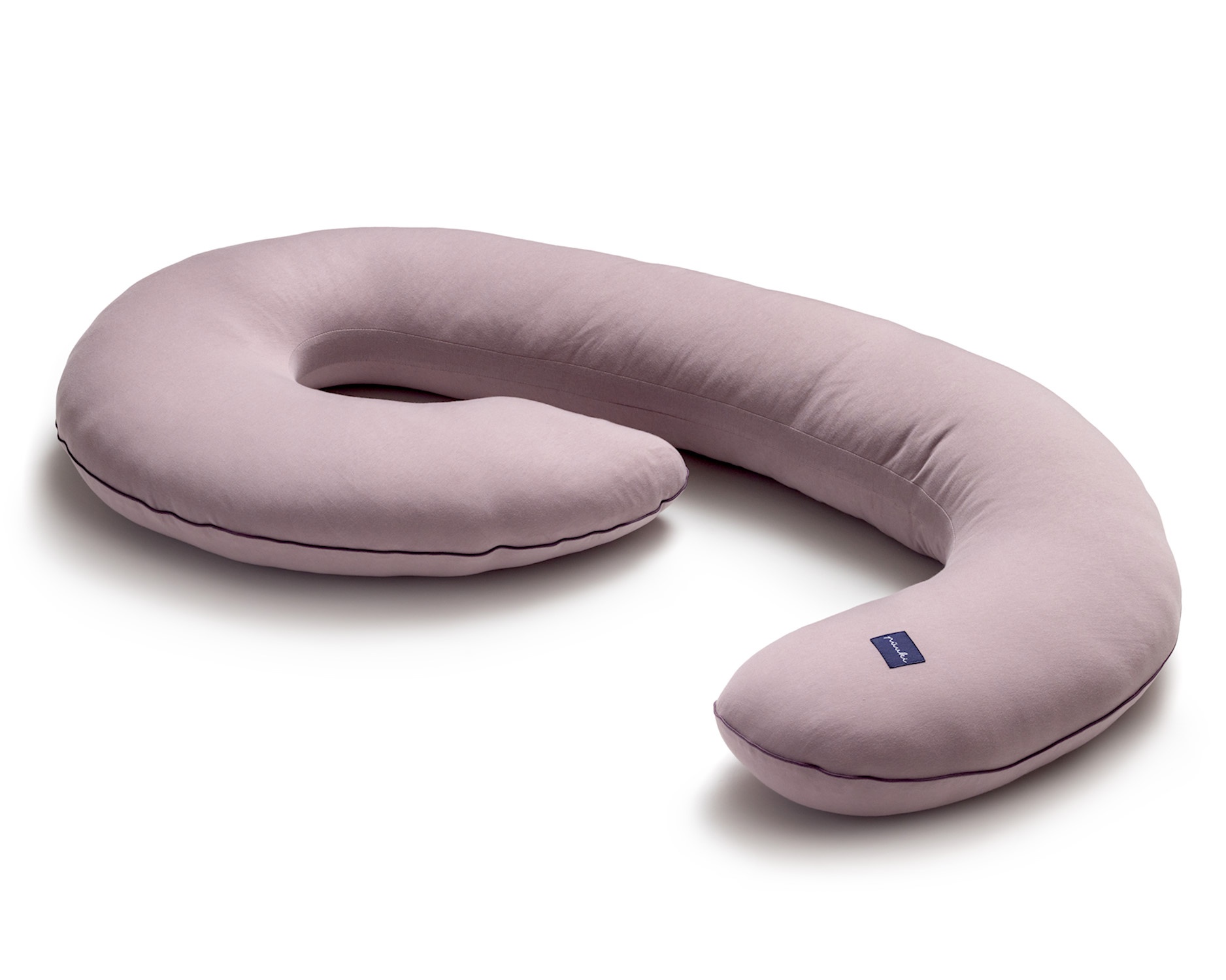 PUUKI Poduszka ciążowa „Dziewiątka” bawełna organiczna 120×60 cm z "Balonikiem od Mamy" Lawenda