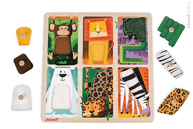 Janod Puzzle Sensoryczne Zwierzątka w ZOO 18m+