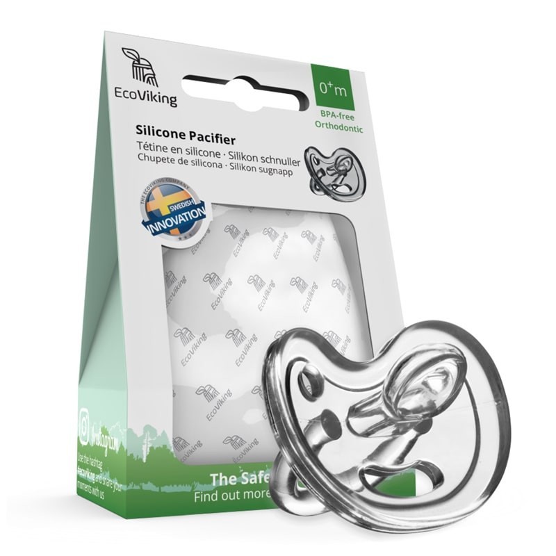 Eco Viking , Anatomiczny Smoczek Uspokajający SiliMed Tranparent wiek 0m+