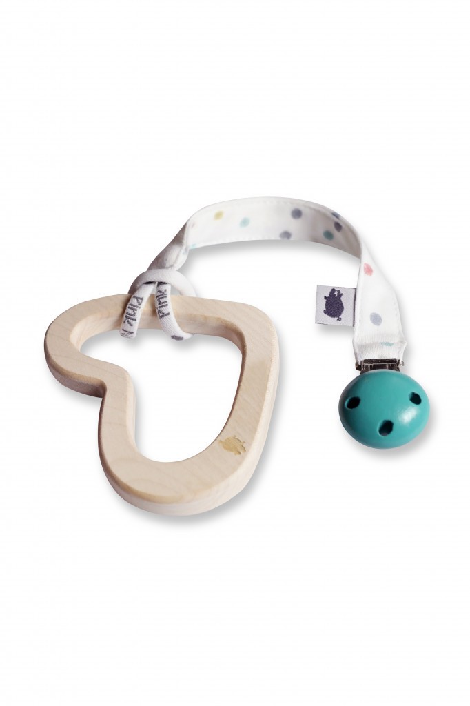 Pink No More Gryzak Drewniany z Zawieszką dots 0+