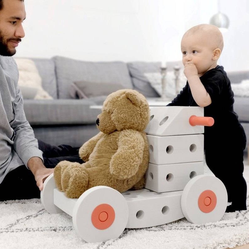 MODU, Dreamer kit 12in1 – jeździk i Kreatywne klocki rozwijające motorykę dużą - czerwone