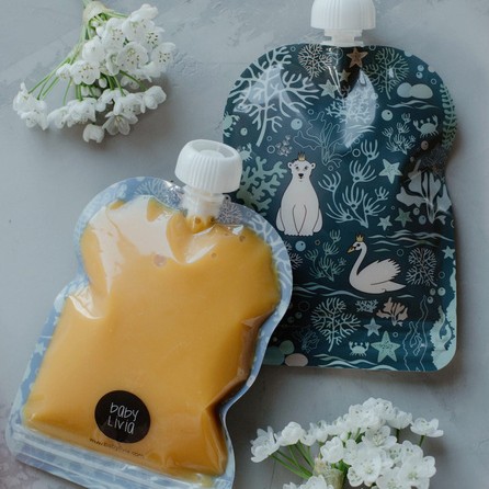 Baby Livia Wielorazowe Saszetki na Pokarm Ocean 6 sztuk