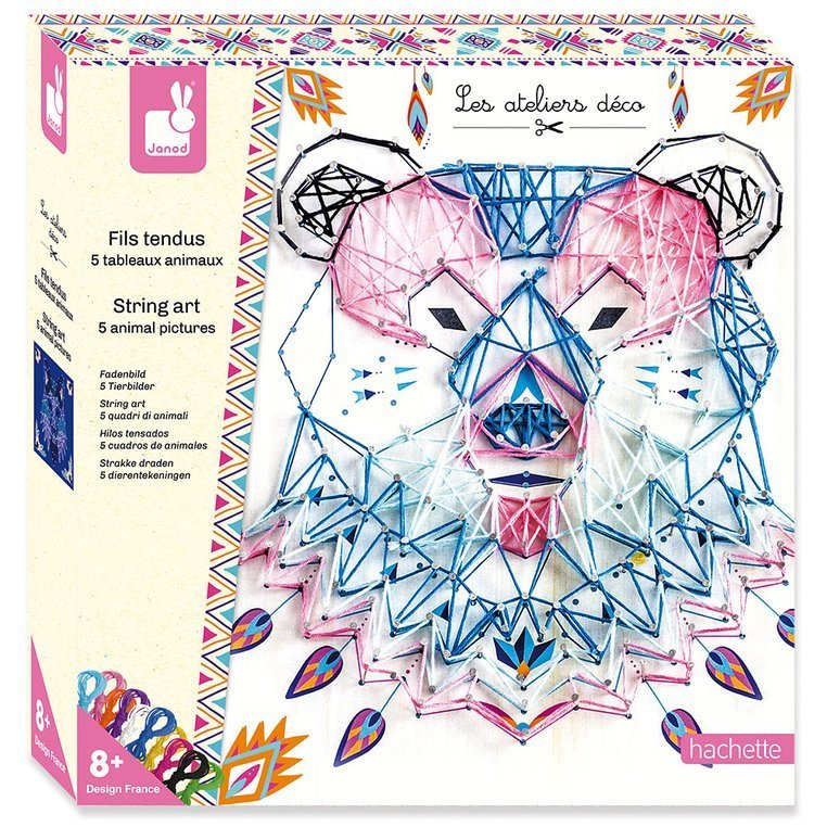 Janod Zestaw Kreatywny Przeplatanka 3D String Art Zwierzęta 8+
