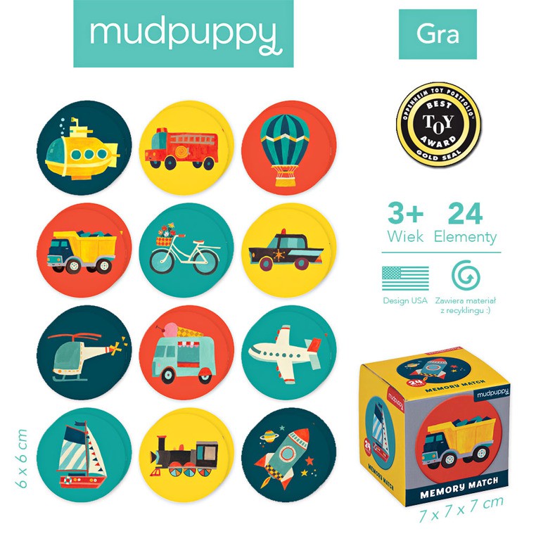 Mudpuppy Gra Mini Memory Środki Transportu 3+