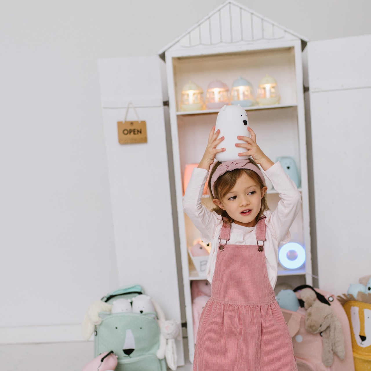 Rabbit&Friends Lampka Nocna Miś różowa 1h Timer