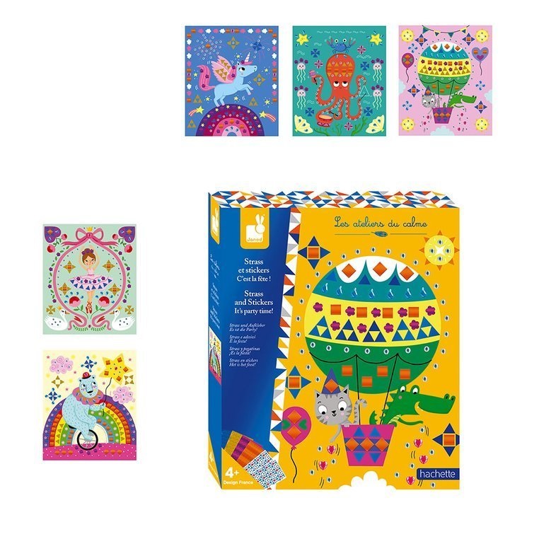 Janod Zestaw Kreatywny Kryształki i Naklejki Fiesta 4+