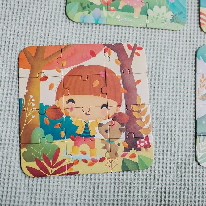 Janod Puzzle Pory Roku 4 Układanki 6-16 el. 3+