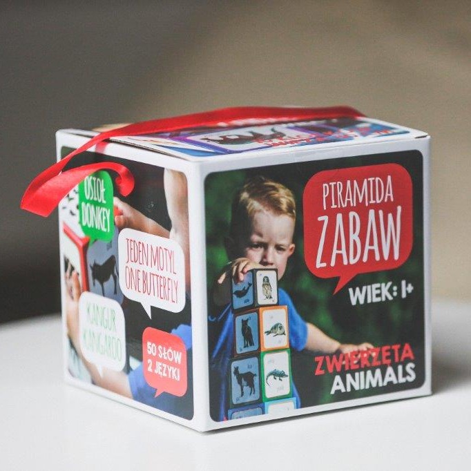 Piramida Zabaw Kartonowe Klocki Zwierzęta 1+