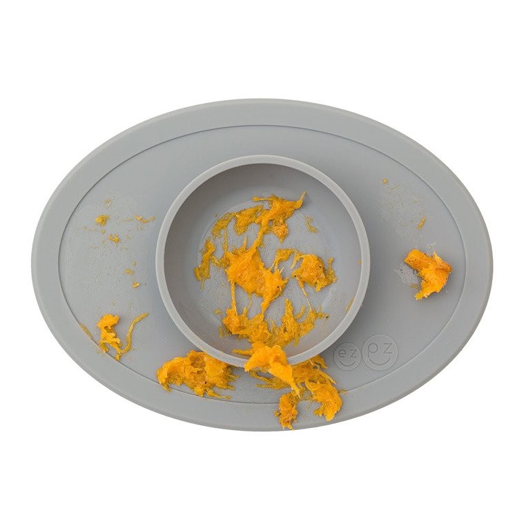 EZPZ First Foods Set Naczynia Silikonowe Szare 6m+