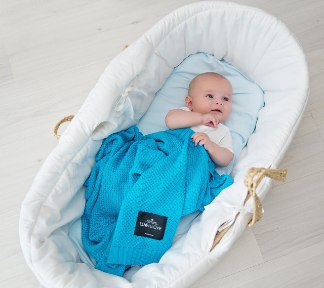 Lullalove Kocyk Bambusowy Turkusowy 80x100cm