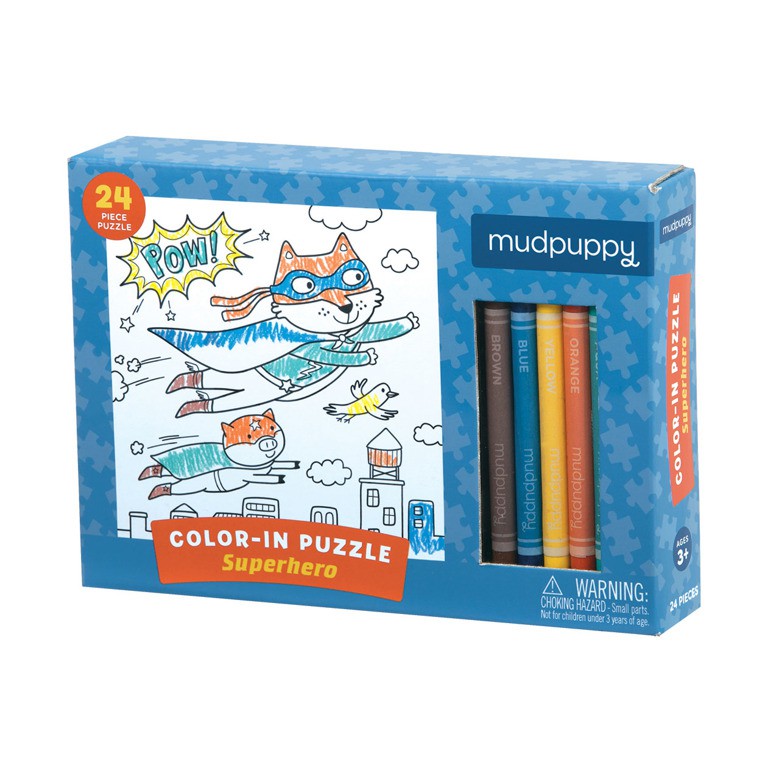 Mudpuppy Puzzle Kolorowanka Superbohaterowie 24el 3+