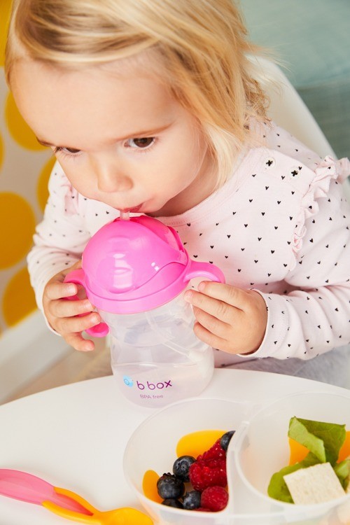 B.Box Kubek Niekapek z Rurką Różowy 6m+