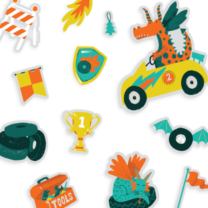 Ooly, Naklejki Wielorazowe Play Again - Wyścigi Smoków