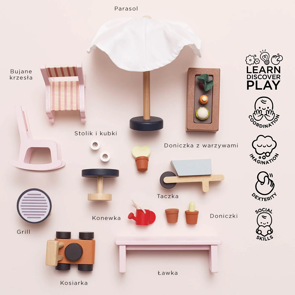 Drewniana oranżeria – zestaw do domku dla lalek | Le Toy Van