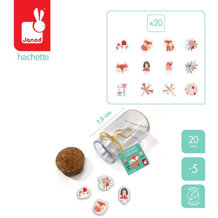 Janod Gumki do ścierania Lisek & Jednorożec 20szt 5+