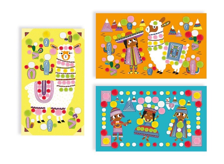 Janod Zestaw Artystyczny Pompony Lamy 3+