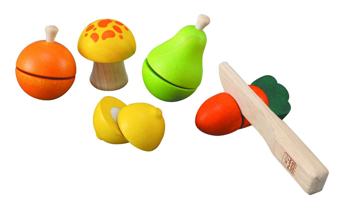 Drewniane warzywa i owoce do krojenia, Plan Toys