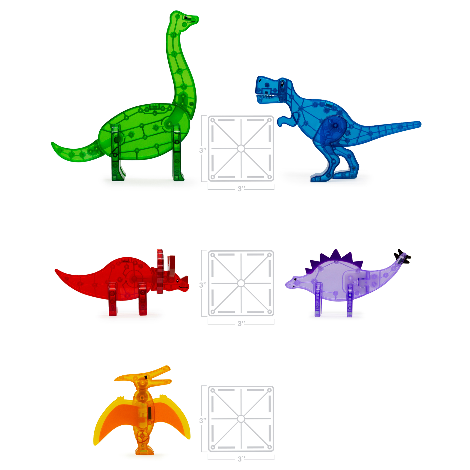 Magna-Tiles Klocki Magnetyczne Dino 5el 3+