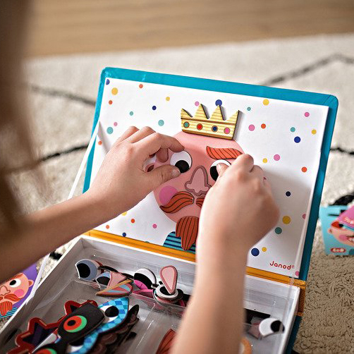 Janod, Magnetyczna układanka Śmieszne buzie Chłopiec Magnetibook