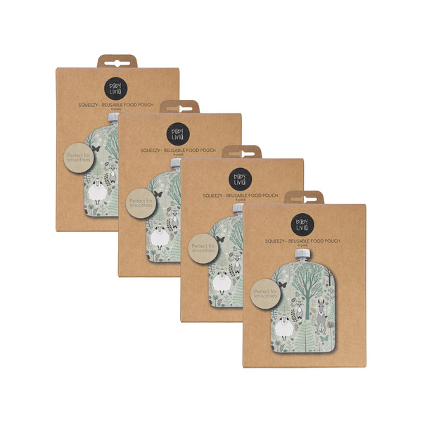 Baby Livia Wielorazowe Saszetki na Pokarm Forest 6szt 6m+