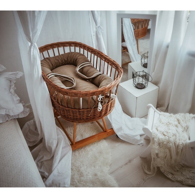 Hi Little One Kosz Mojżesza Wiklinowy Organic ze stelażem