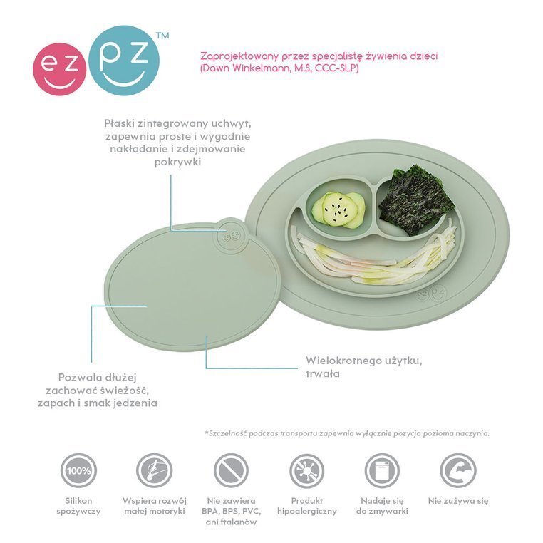 EZPZ Pokrywka do Talerzyka Mini Mat Pastelowa Zieleń