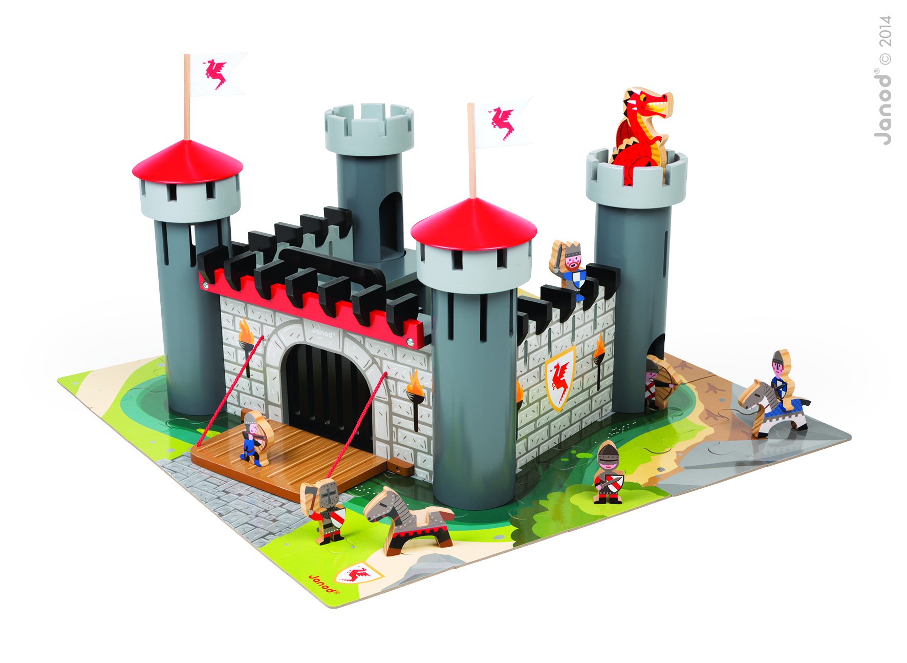 Janod Zamek Rycerski Drewniany z 9 Akcesoriami 3+