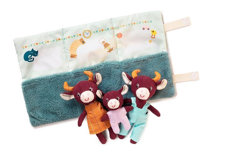 Lilliputiens Mini Rodzina Krówek Rosalie z Matą 0+ | Przytulanka Edukacyjna