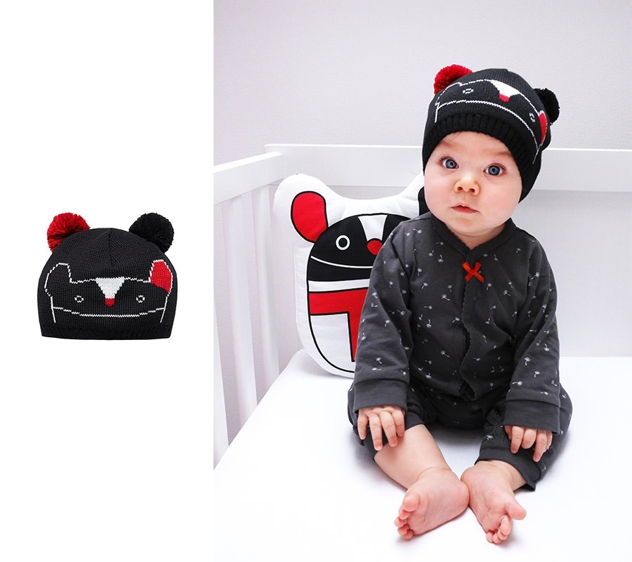 Lullalove, Ciepła czapka z pomponikami MRB 3-9 m-cy