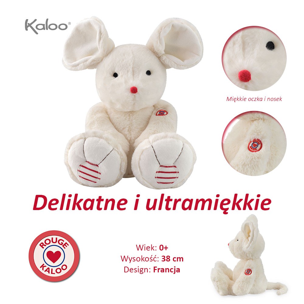 Kaloo, Myszka kość słoniowa duża 38 cm kolekcja Rouge