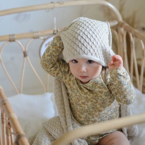 My Memi Kocyk bambusowy z kapturkiem 90x90 beige 0+