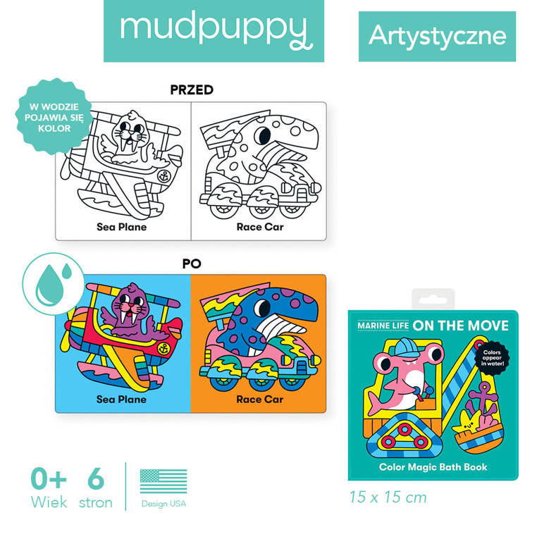 Mudpuppy Magiczna książeczka do kąpieli Podwodni kierowcy 1+