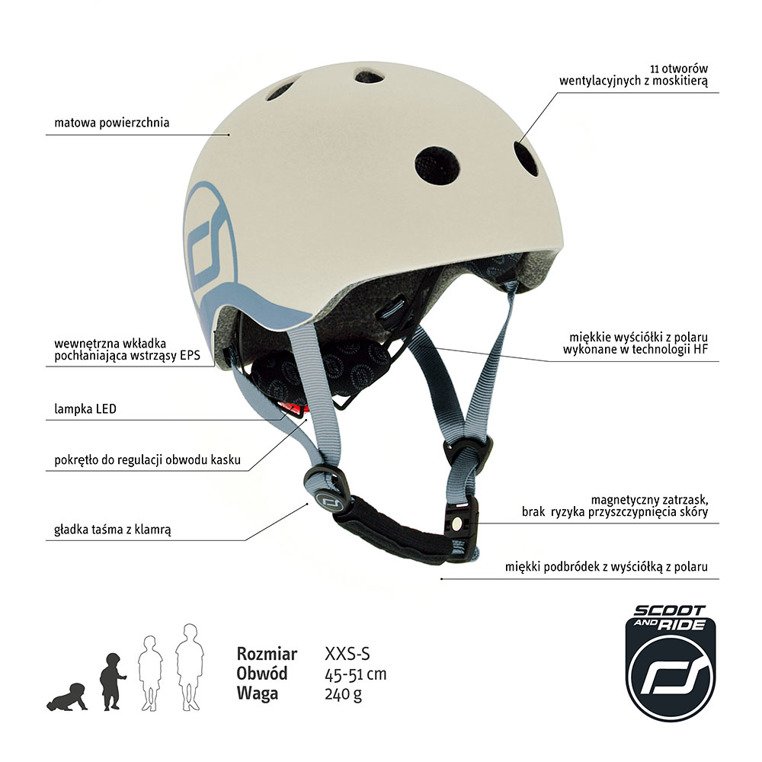 Scootandride, Kask XXS-S dla dzieci 1-5 lat Ash