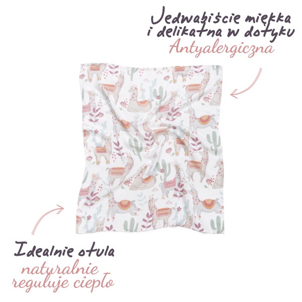 ColorStories Pieluszka bambusowa Lazy Llamas 50x60cm