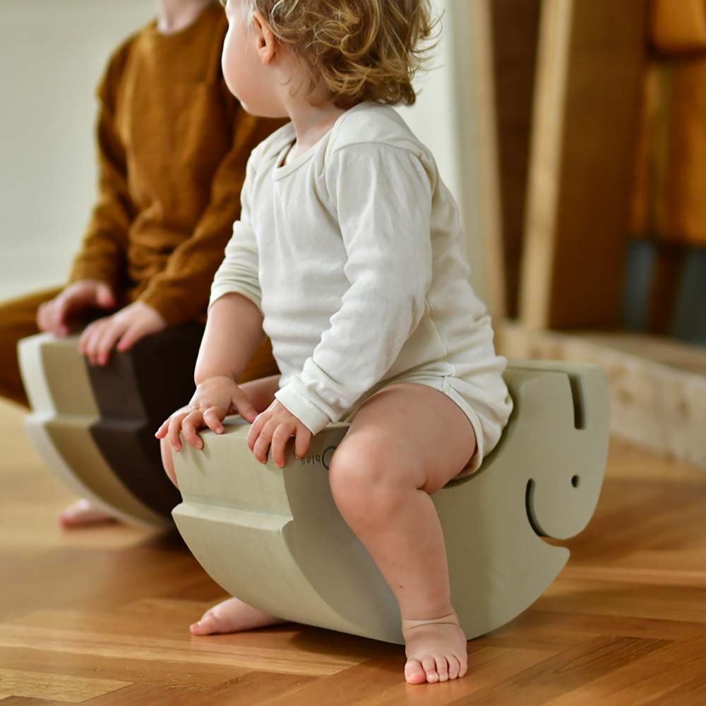 Słoń S Sand Grey zabawka sensoryczna ruchowa balans dla dzieci bObles