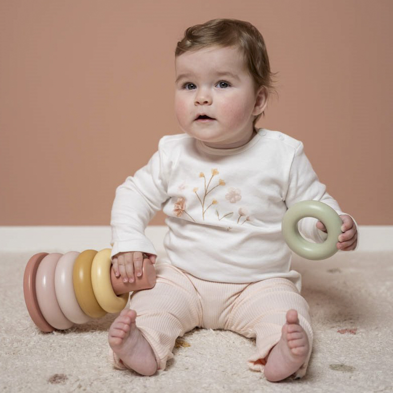 Little Dutch Piramida Różowa Sortowanie 5 Pierścieni 6m+