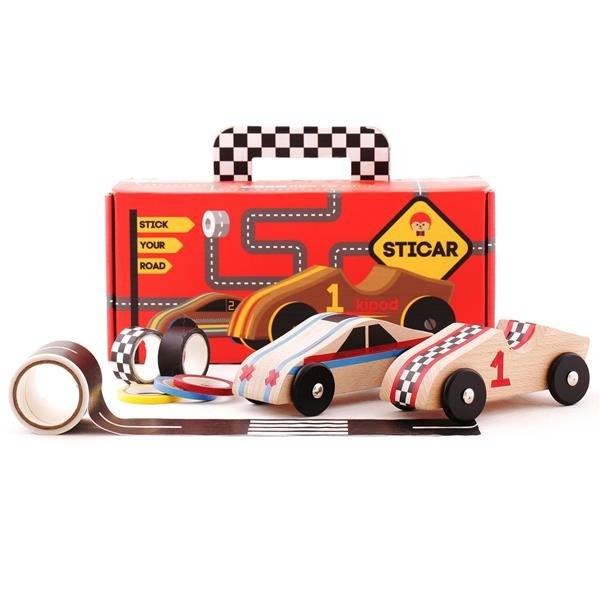 Kipod Sticar Drewniane auta z naklejkami 4+
