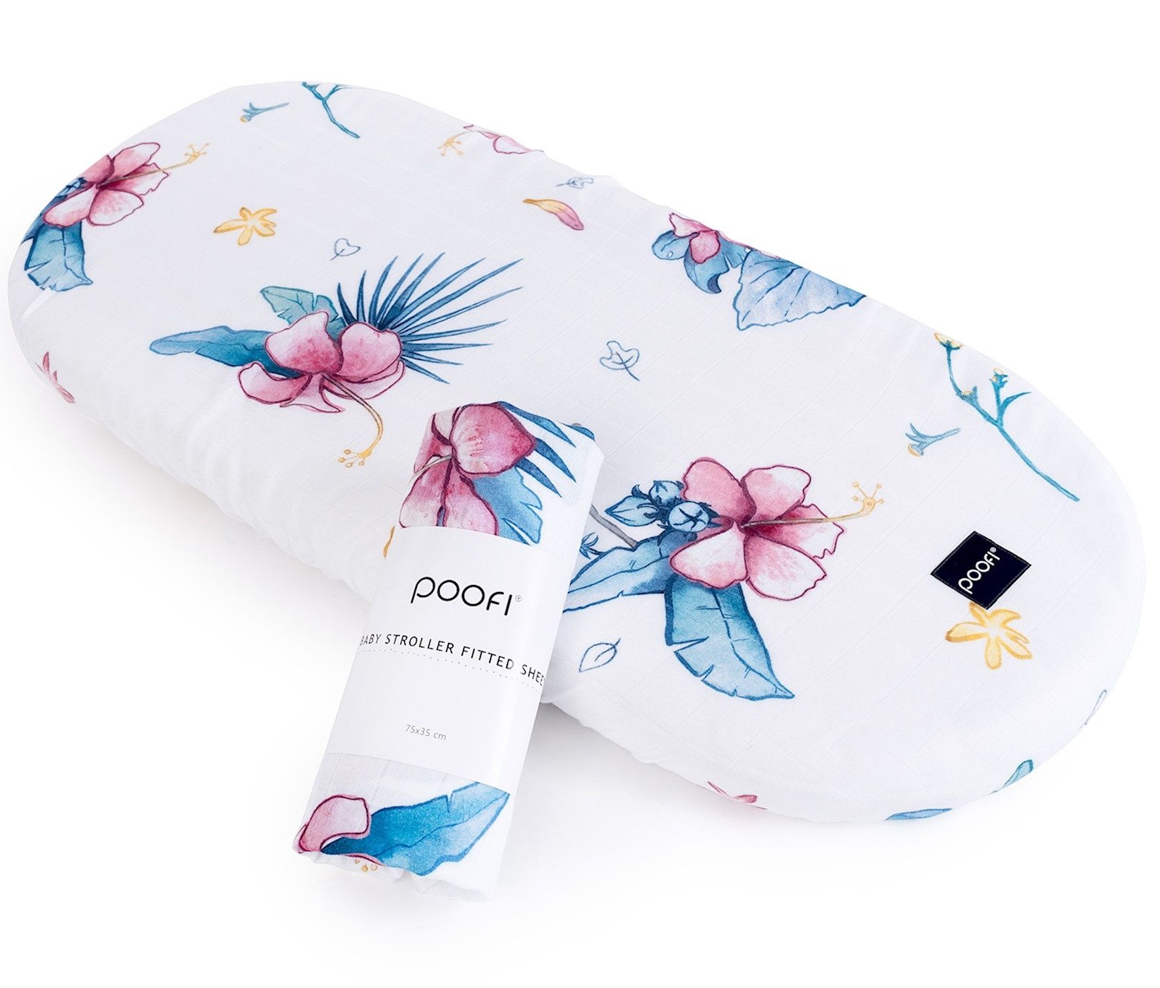 Poofi Prześcieradło Muślinowe do Gondoli Hibiskusy 35x75cm