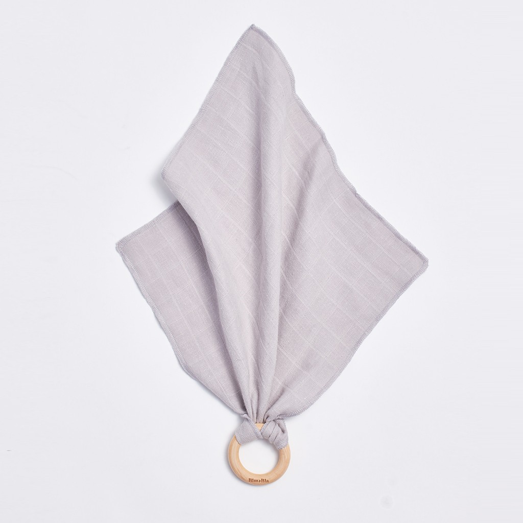 Bimbla Gryzaczek Drewniany z Pieluszką Szary 3m+