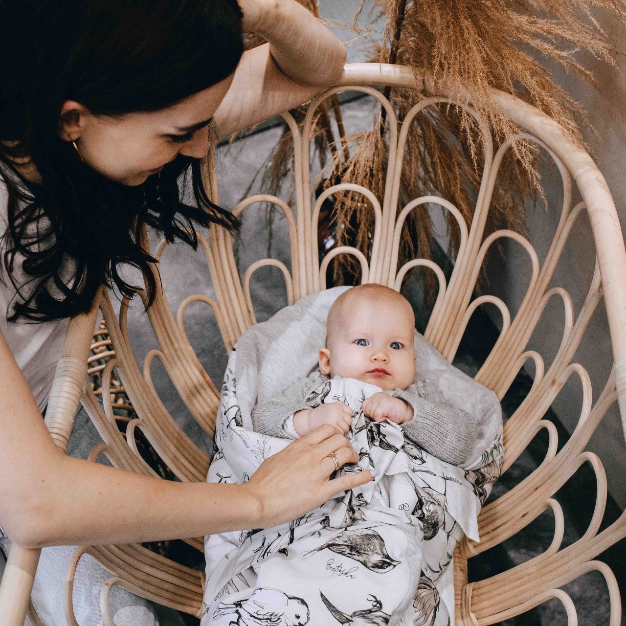 Rożek Niemowlęcy Bawełniany z Welurem Polska Jesień 75x75cm