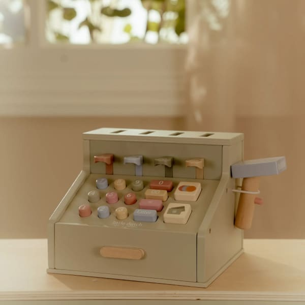 Little Dutch – Drewniana kasa sklepowa FSC – zestaw do zabawy w sklep 3+